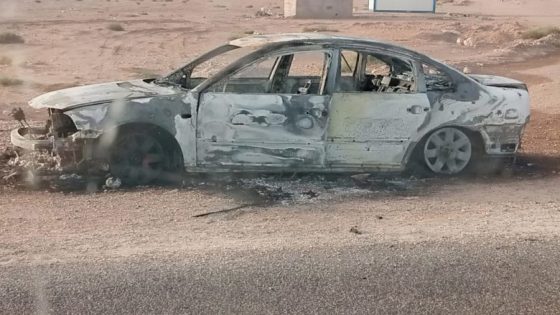 احتراق سيارة بضواحي مدينة جرادة