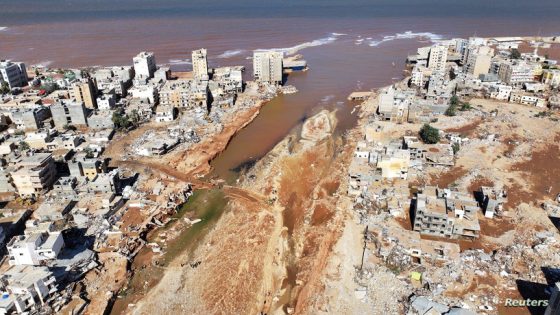 A view shows the damaged areas, in the aftermath of the floods in Derna, Libya, September 13, 2023, in this picture obtained from social media. Marwan Alfaituri/via REUTERS THIS IMAGE HAS BEEN SUPPLIED BY A THIRD PARTY. MANDATORY CREDIT