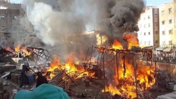 حريق ضخم يلتهم ورشة قطن عشوائية بفاس دون خسائر بشرية