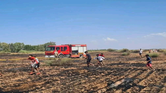حريق يلتهم مساحة من الأراضي الزراعية بدوار إيݣوت بتمصلوحت والتدخل السريع يجنب كارثة أكبر